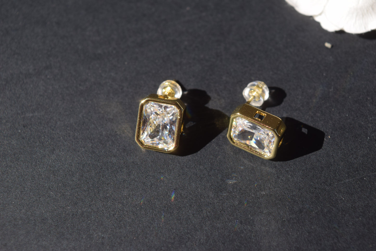 Kiara CZ Rectangle Studs (18K Gold Filled)