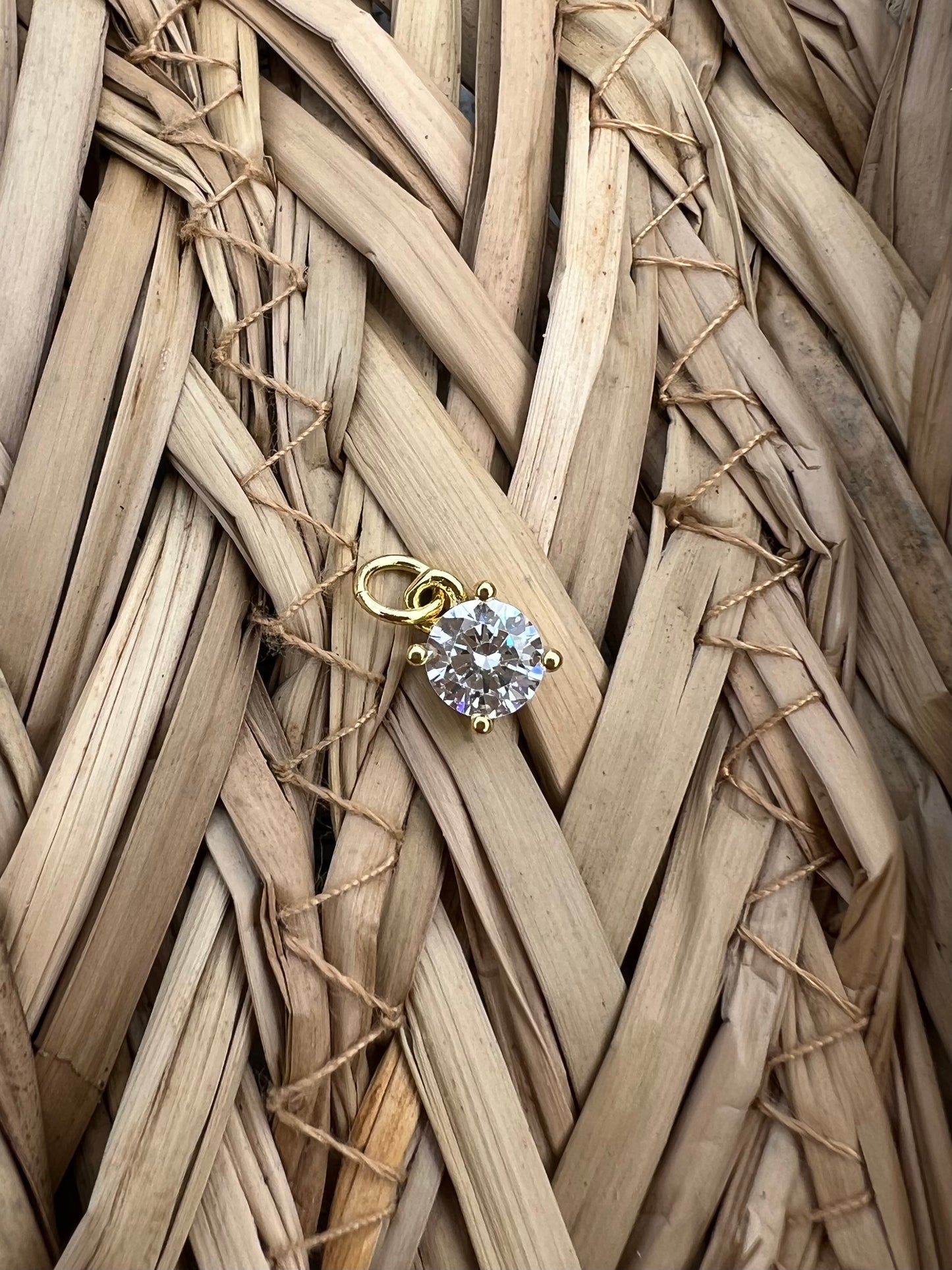 CZ Solitaire Charm Silver & 18K Gold Filled