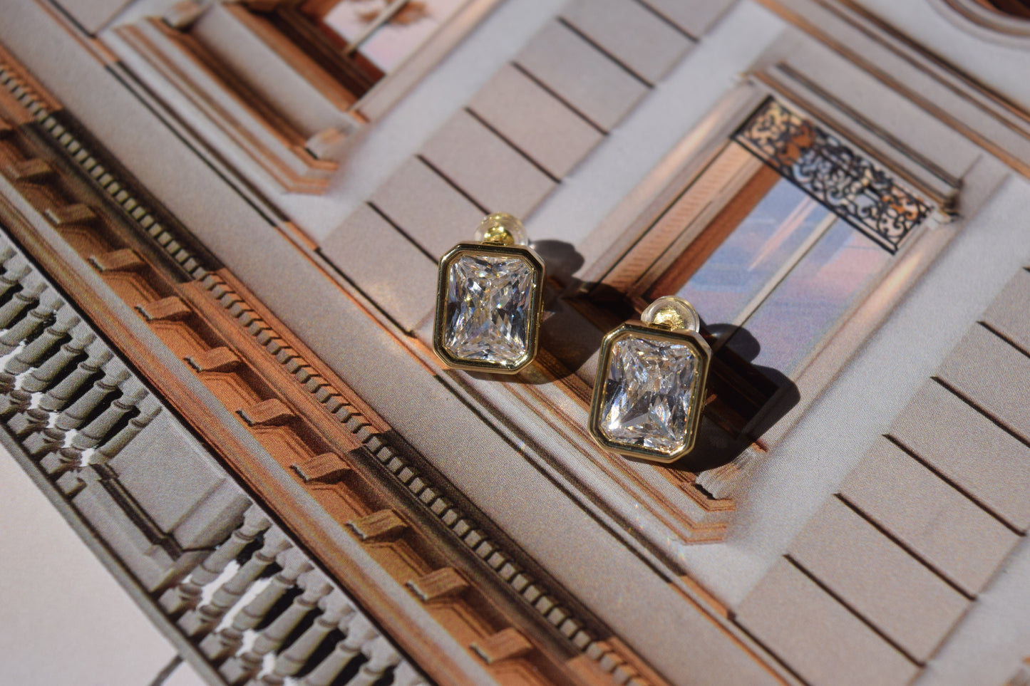 Kiara CZ Rectangle Studs (18K Gold Filled)