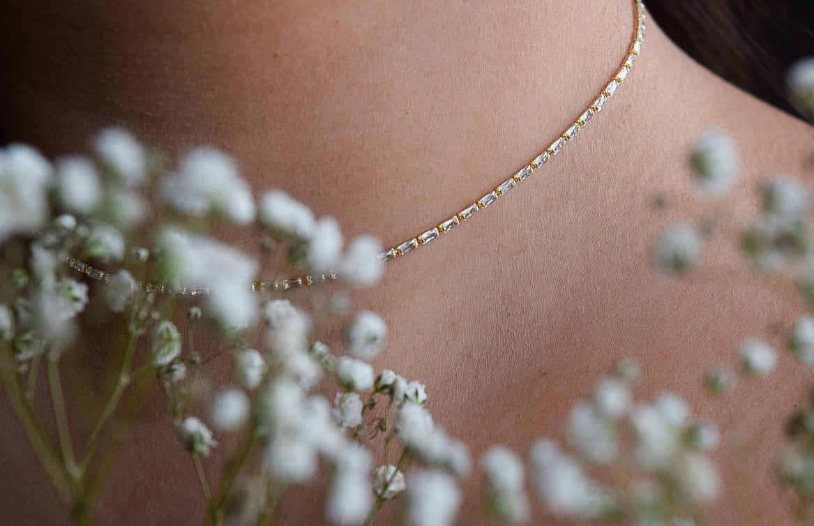 Genevieve Baguette Necklace (18K Gold Filled)