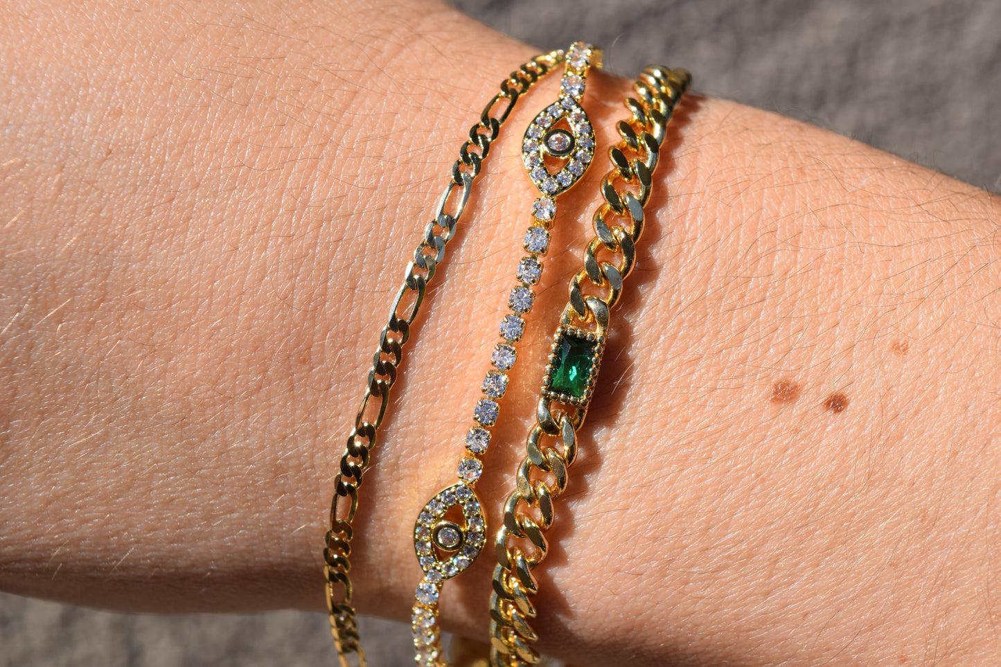 Elena Emerald Cuban Bracelet (18K Gold Filled)