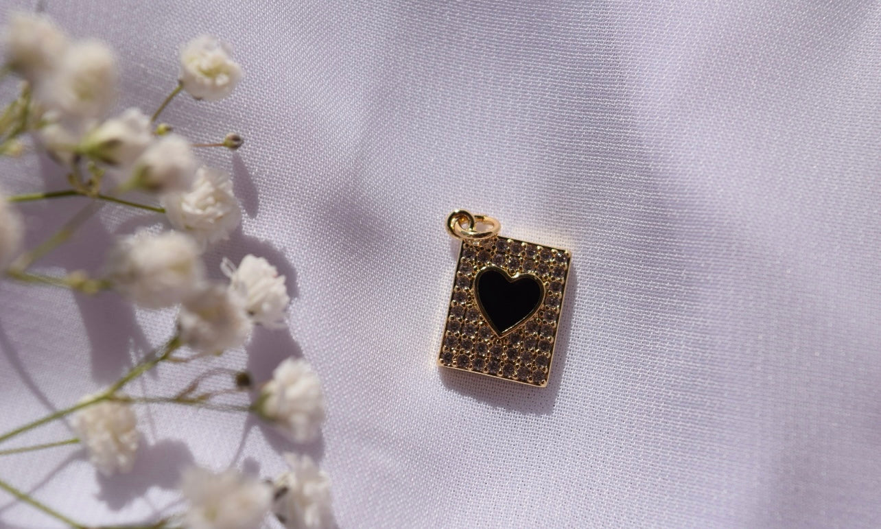 Card Heart Charm Gold Filled