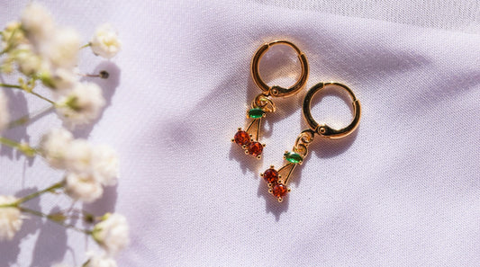 Cherry Huggie Hoops (18K Gold Filled)