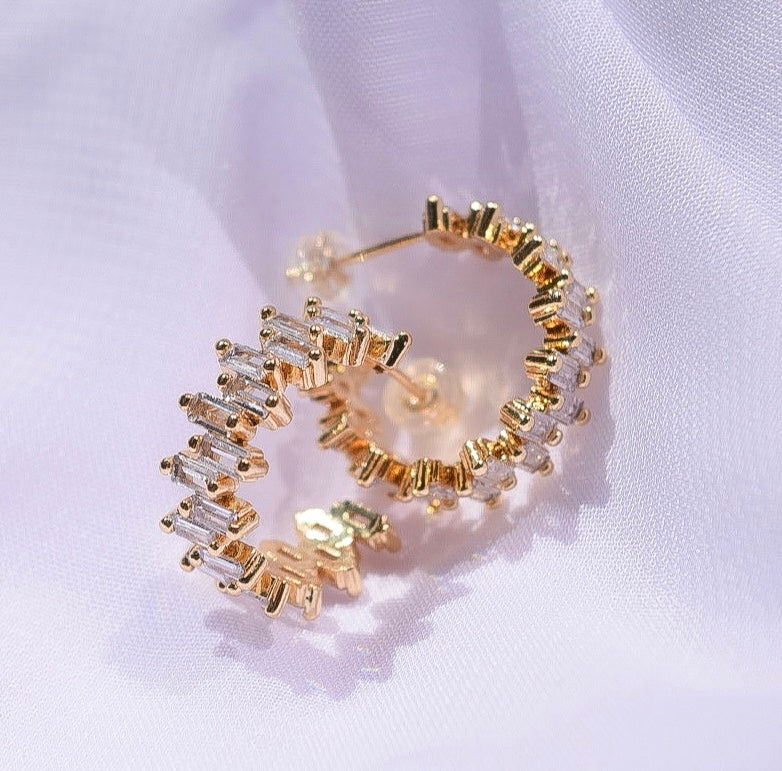 Lorraine Stacked CZ Hoops (18K Gold Filled)