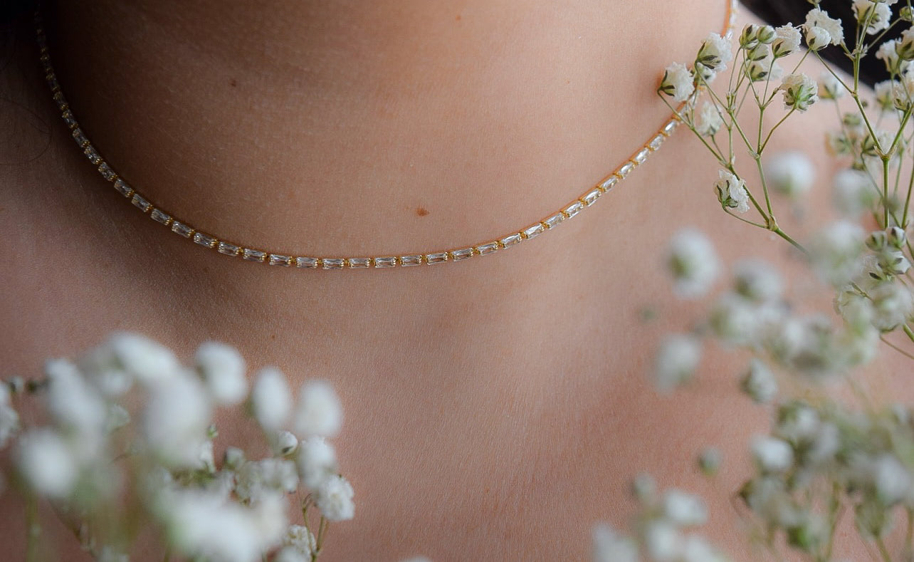 Genevieve Baguette Necklace (18K Gold Filled)