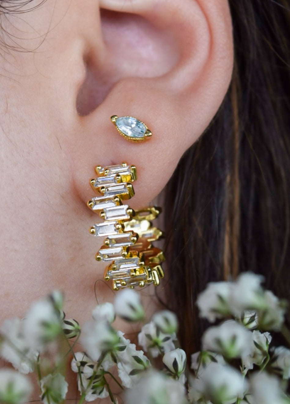 Lorraine Stacked CZ Hoops (18K Gold Filled)