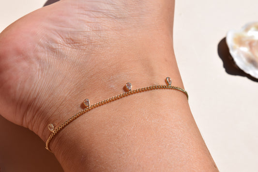 Josie Tear Drop Anklet (18K Gold Filled)