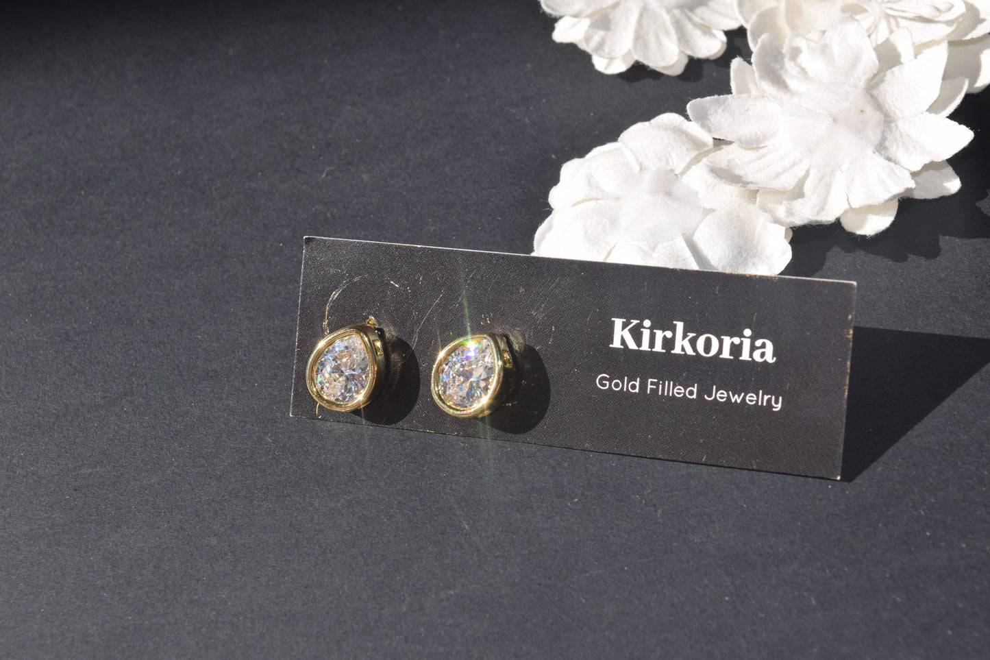 Madeline CZ Pear Earrings (18K Gold Filled)