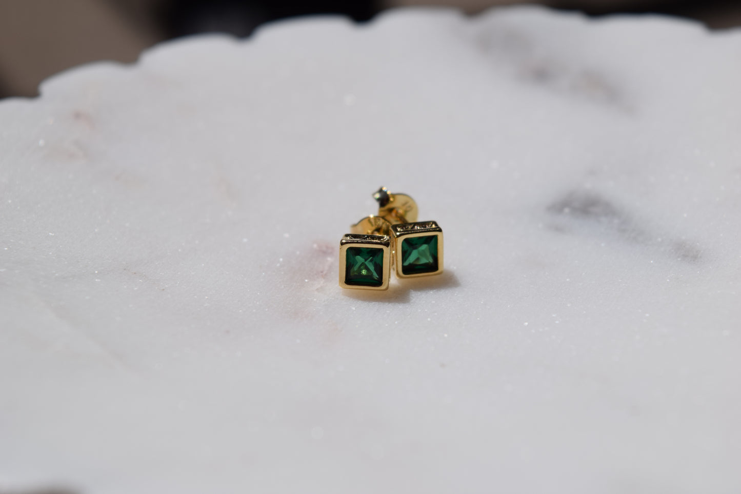 Tina Emerald Square Studs (18K Gold Filled)