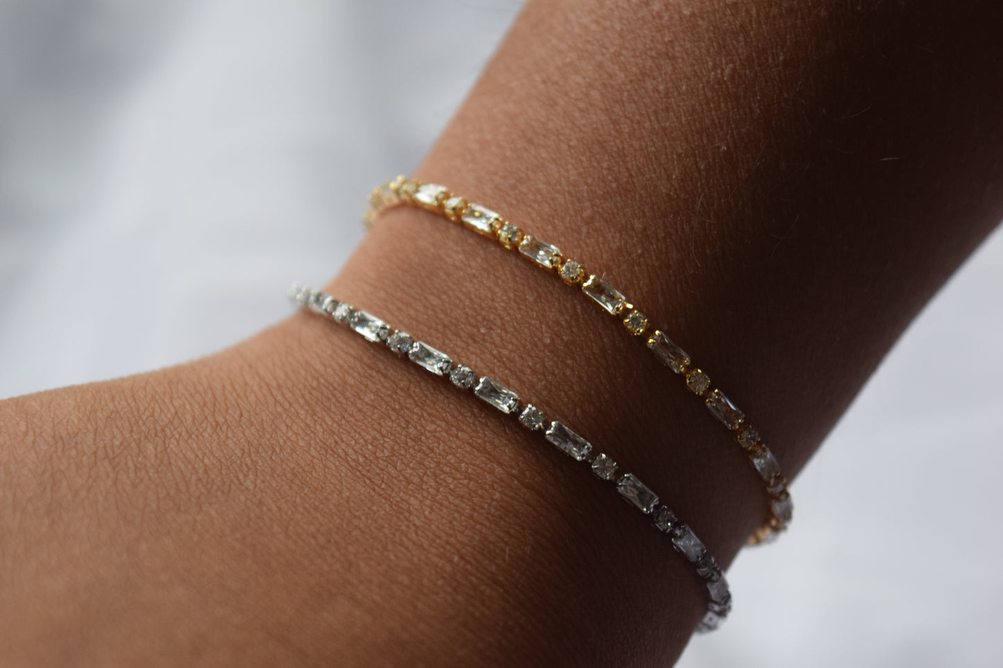 Genevieve Baguette Bracelet (Silver)