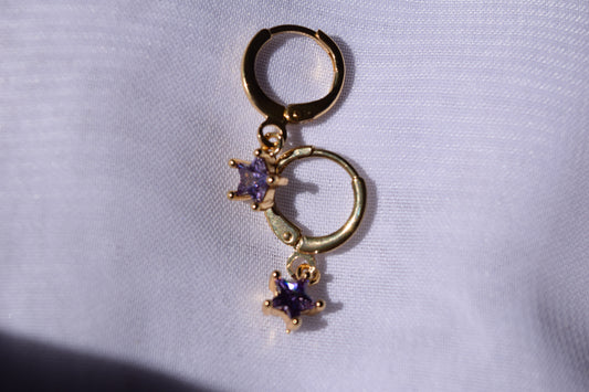 Purple Star Huggies (18K gold filled)