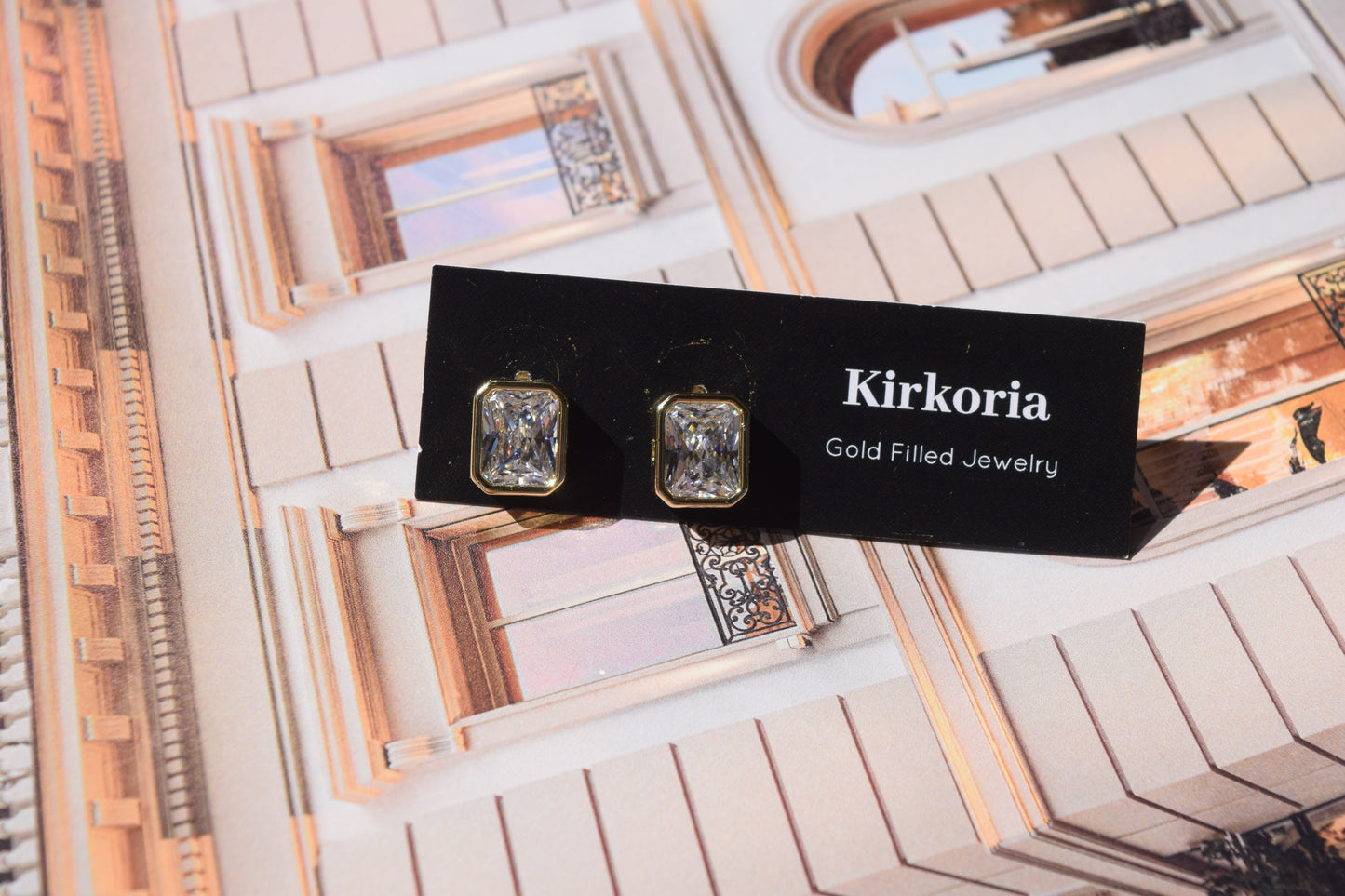 Kiara CZ Rectangle Studs (18K Gold Filled)