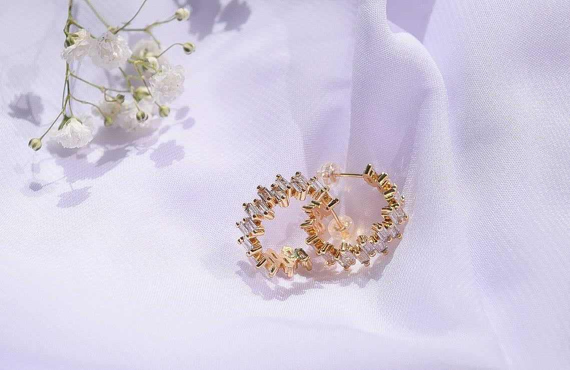 Lorraine Stacked CZ Hoops (18K Gold Filled)