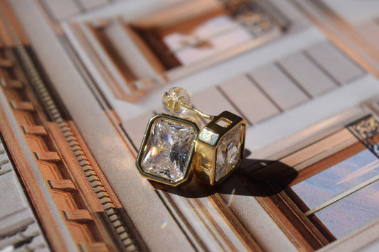 Kiara CZ Rectangle Studs (18K Gold Filled)