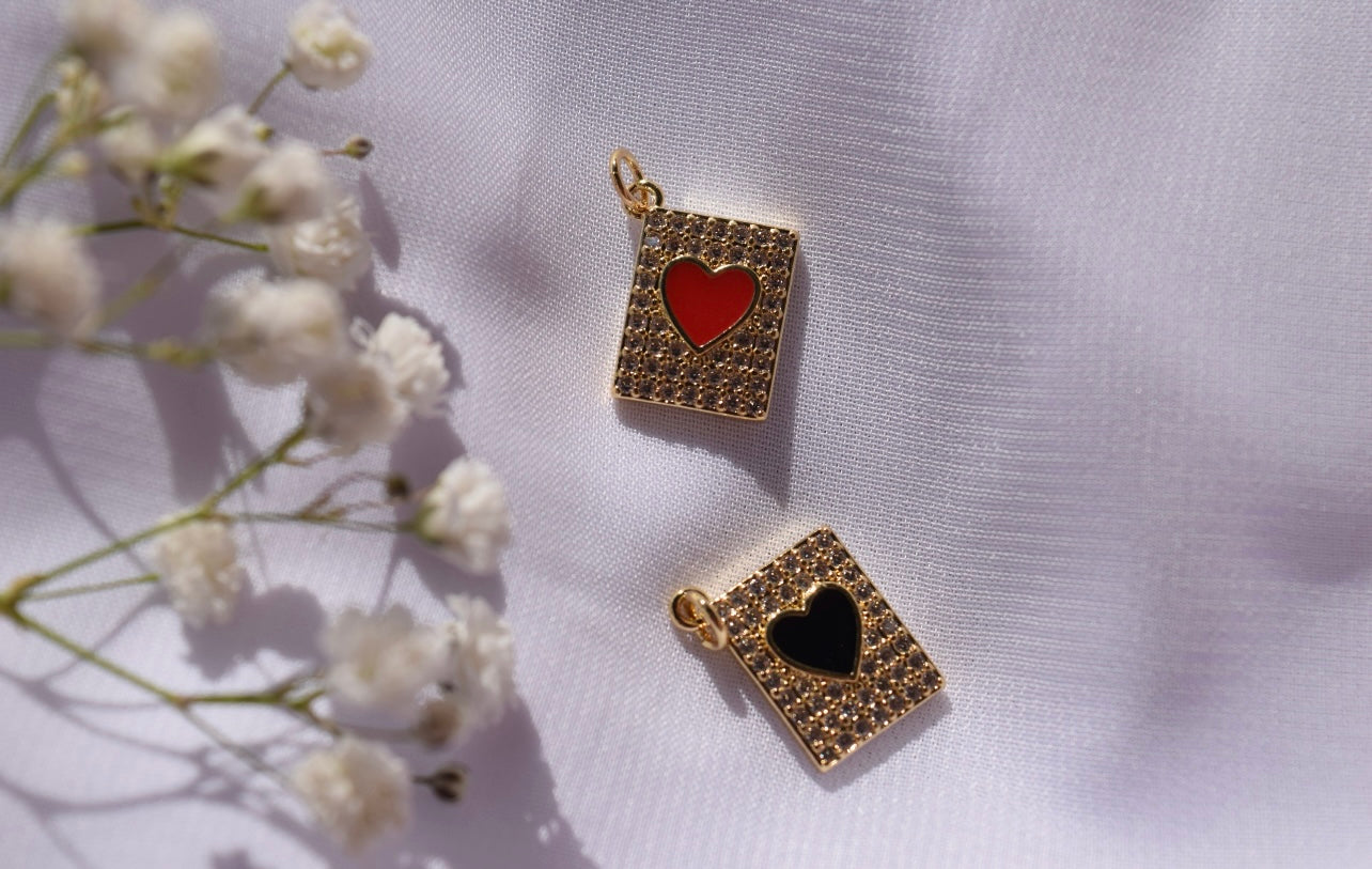 Card Heart Charm Gold Filled