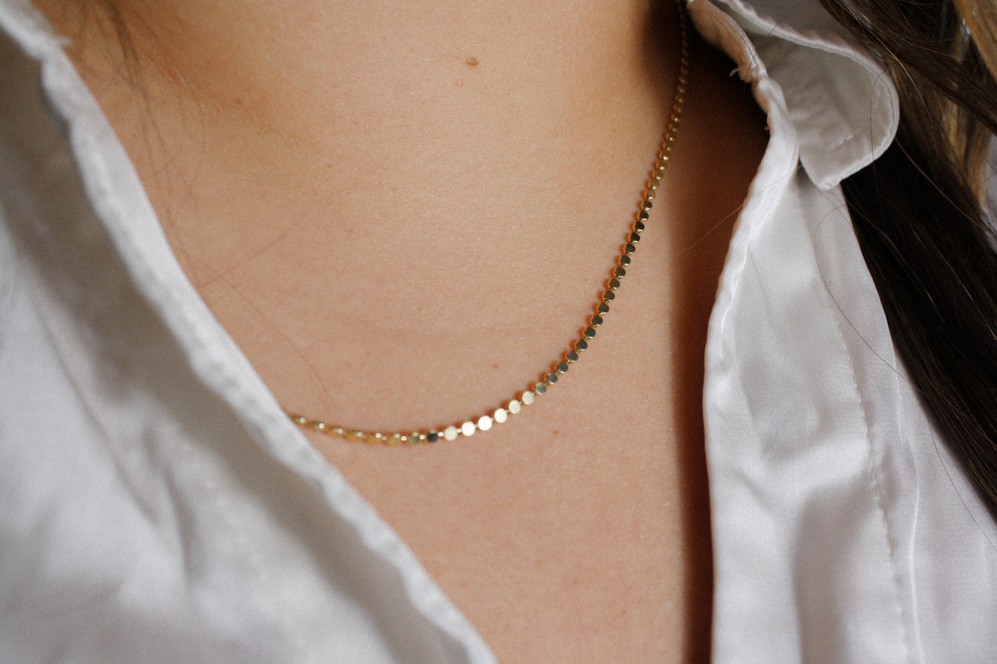 Kassidy Pressed Dot Necklace (18k Gold Filled)